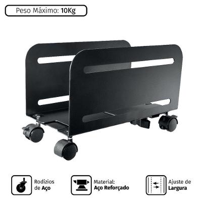 Suporte Para Cpu Ajustável Com Rodízio Feito Em Aço Modelo
