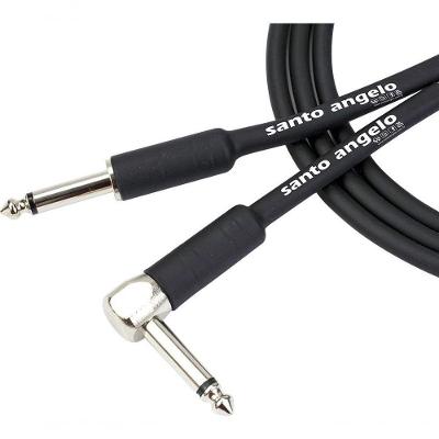 Cabo De Guitarra Angel 0,30mm Conector P10-p10 90º 10ft 3,05 Metros Preto.