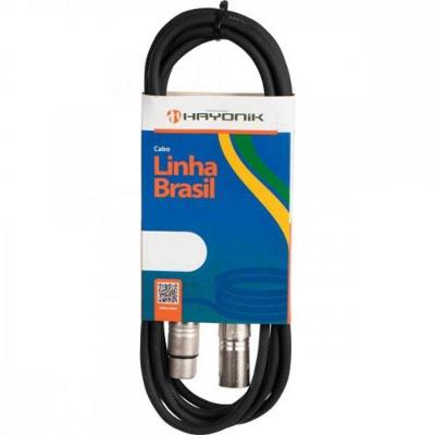 Cabo Para Microfone Linha Brasil Xlr(F) X Xlr(M) 5M Preto Ha