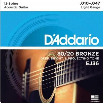 Encordoamento Violão 12 Cordas Aço Ej36 010 80/20 Bronze D A