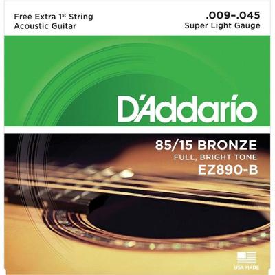 Encordoamento De Aço Para Violão Ez890-b 6 Cordas Super Light .009-.045 - Corda Mi Extra