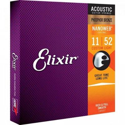 Encordoamento Para Violão .011 Custom Light Phosphor Nanoweb Elixir.
