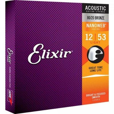 Encordoamento Para Violão Em Aço .012 Light Nanoweb Elixir
