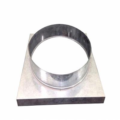 Adaptador Galvanizado De Quadrado 30,5x30,5Cm Para Redondo 150 Mm De Diâmetro