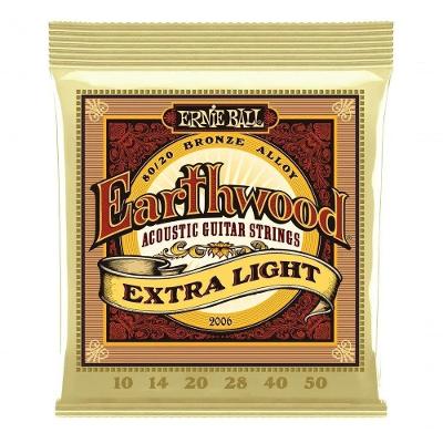 Encordoamento P-violão Aço Earthwood Extra Leve 80-20 Bronze Ernie Ball 010"-050" P02006