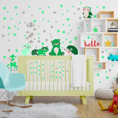 Adesivos De Parede Animais Bichinhos Estrelas Verde
