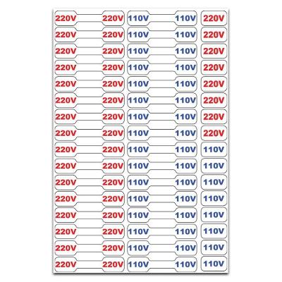 Etiqueta Adesivo de Voltagem 110V e 220V Tomadas e Cabos