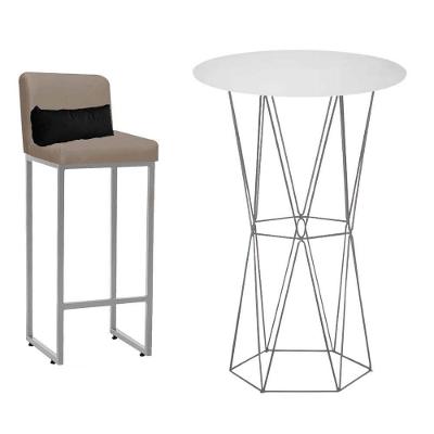 Kit Mesa Bistrô E 1 Banqueta Bege E Almofada Preto