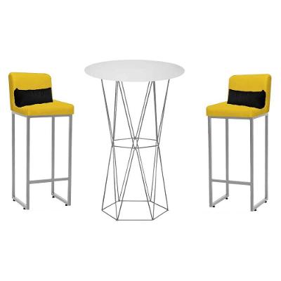 Kit Mesa Bistrô E 2 Banqueta Amarelo E Almofada Preto