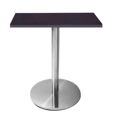 Mesa Beta Em Inox 75 Cm (Altura) Com Disco Redondo Com Tampo Em Mdp Quadrado 80 Cm Preto