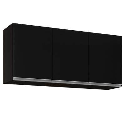 Armário Aéreo De Cozinha 120cm 3 Portas Virgínia Preto - Lumil