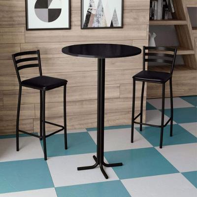 Conjunto Bistrô Mesa Com 2 Banquetas Altas Morumbi Preto E Tampo Preto - Preto