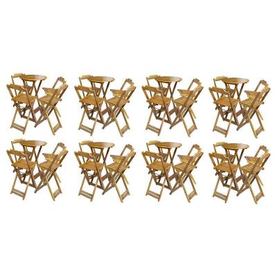 Kit 8 Jogos De Mesa Bistrô De Madeira Com 4 Cadeiras Dobravel Mel - Amarelo