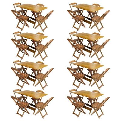 Kit 8 Jogos De Mesa Com 4 Cadeiras De Madeira Dobravel 120X70 - Mel - Amarelo