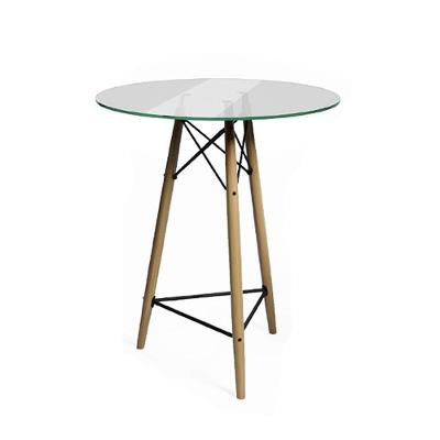 Mesa Bistrô Eames Eiffel Redonda Vidro Base Madeira Maciça 60Cm