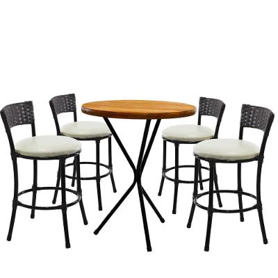 4 Banquetas Forts Baixa Fibra Sintética Preto Ferro Assento Branco Com Bistrô