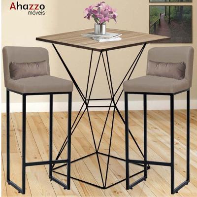Kit Mesa Bistrô E 2 Banqueta Bege E Almofada Bege
