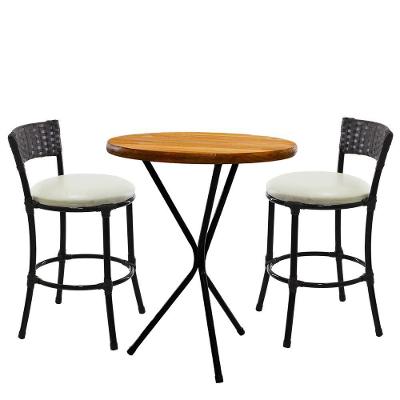 2 Banquetas Forts Baixa Fibra Preto Ferro Com Bistrô E Assento Branco