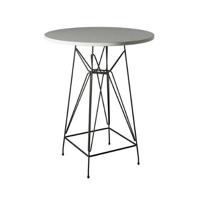 Mesa Bistrô Alta Eames Eiffel 60Cm Branca Base Ferro Preto