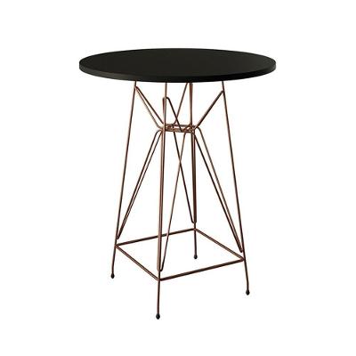 Mesa Bistrô Alta Eames Eiffel 60Cm Preta Base Ferro Cobre