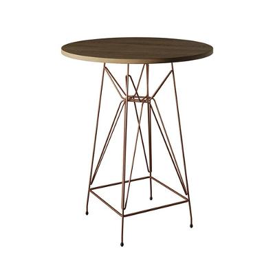 Mesa Bistrô Alta Eames Eiffel 60Cm Amêndoa Base Ferro Cobre