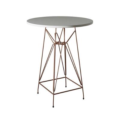 Mesa Bistrô Alta Eames Eiffel 60Cm Branca Base Ferro Cobre