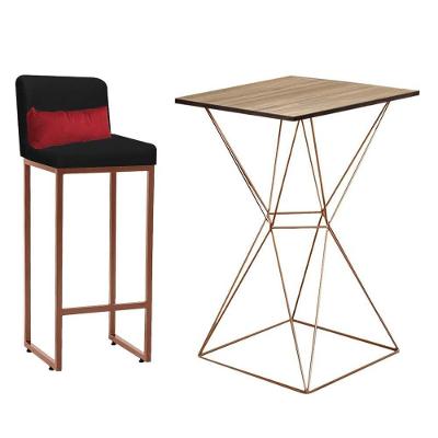 Kit Mesa Bistrô E 1 Banqueta Preto E Almofada Vermelho