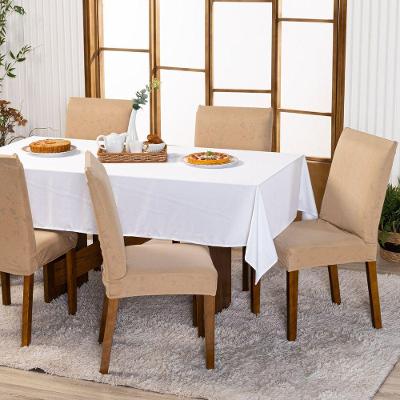 Kit Capas De Cadeira Jantar Lisa Ajustável c/ Elástico 08 pçs - Moderna Para Cozinha Malha Gel Bege