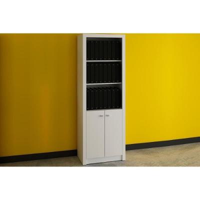 Estante Livreiro Solteiro ME4110 c/ 2 Portas e 3 Prateleiras Branco - Tecno Mobili