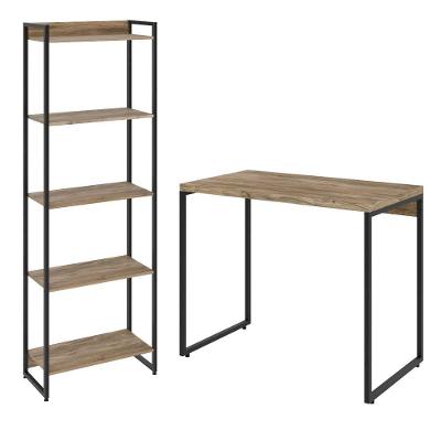 Kit Estante 5 Prateleiras Mesa 90Cm Carvalho