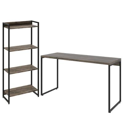Kit Estante 4 Prateleiras Com Mesa 135Cm Carvalho Dark