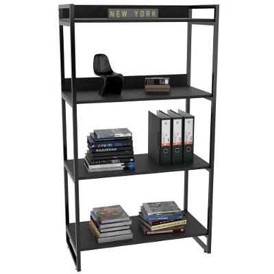 Estante 4 Prateleiras Escritório C01 146X80cm Preto Onix