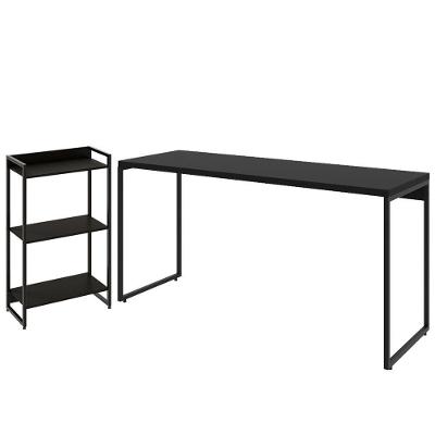 Kit Escritório Estante 3 Prateleiras Com Mesa 150Cm Onix