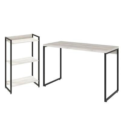 Kit Escritório Estante 3 Prateleiras Com Mesa 120Cm Snow