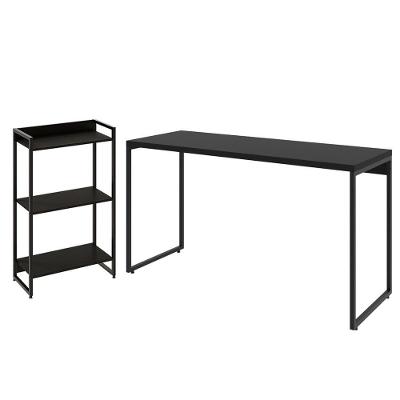 Kit Escritório Estante 3 Prateleiras Com Mesa 135Cm Onix