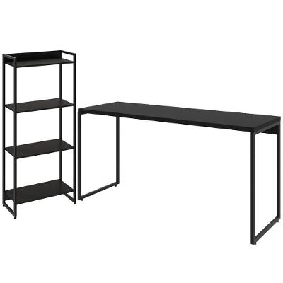 Kit Escritório Estante 4 Prateleiras Com Mesa 150Cm Onix