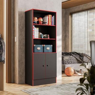 Estante Para Livros Cosenza Preto Vermelho