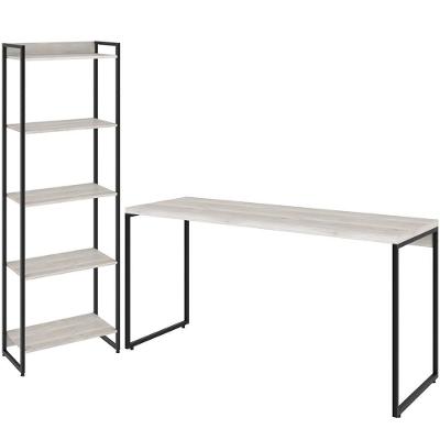 Kit Escritório Estante 5 Prateleiras Com Mesa 150Cm Snow