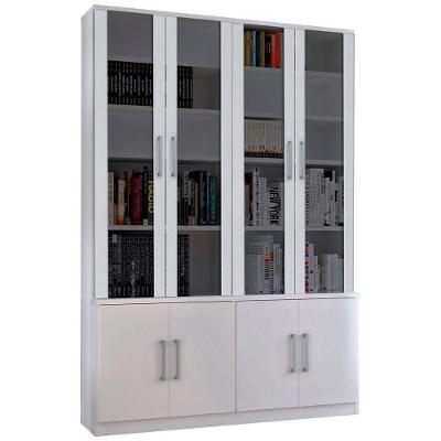 Estante Livreiro Multiuso 8 Portas Vidro Fumê Legend Branco