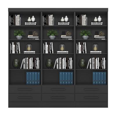 Livreiro Multiuso Com 2 Gavetas Preto Fosco Kit Com 3