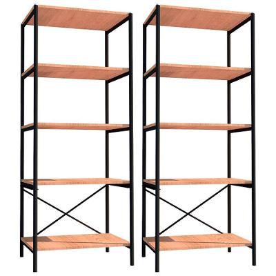 Kit 02 Estantes Livreiro Multiuso Trento Estilo Industrial 150Cm Demolição Preto - Abmaza