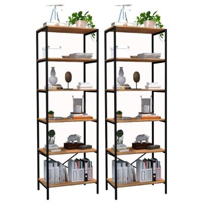 Kit 02 Estantes Livreiro Multiuso Trento Estilo Industrial 180Cm Demolição Preto - Abmaza