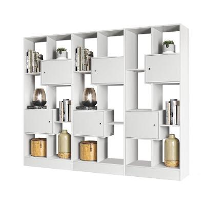 Livreiro Com Nicho E 2 Portas Branco Kit Com 3 - Fdecor