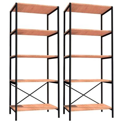 Kit 2 Estantes Livreiro Multiuso 150cm 5 Prateleiras Trento Preto Fosco