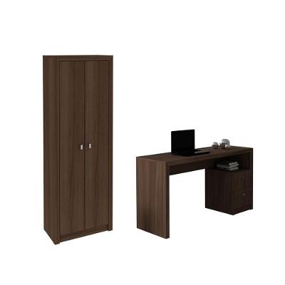 Escritório C/ Mesa Para Computador C/ Armário Carvalho