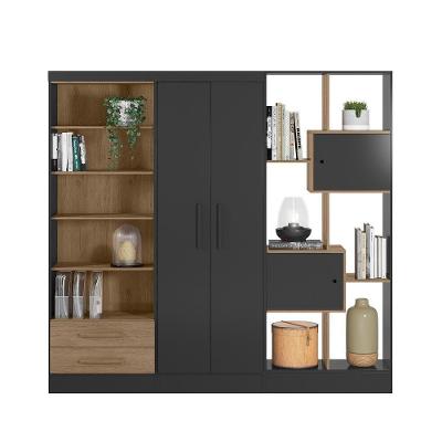 Kit Com 3 Livreiros Carvalho/Preto - Fdecor