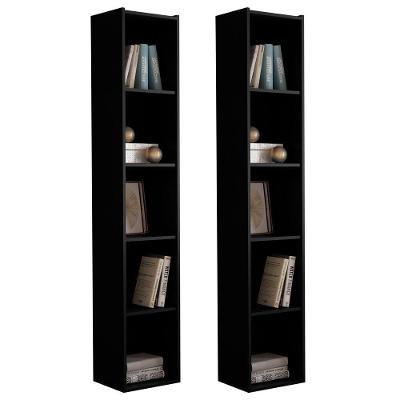 Kit 2 Estantes Livreiro Multiuso Janaína 5 Nichos Preto