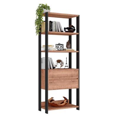 Estante Livreiro 2 Gavetas Industrial F04 Preto/solanum