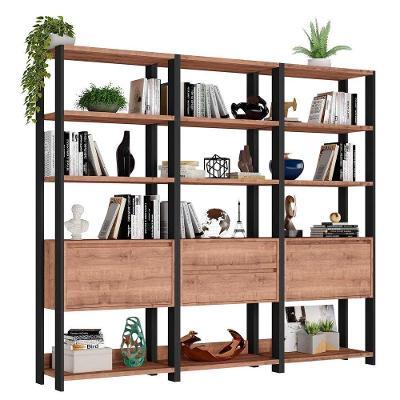 Estante Livreiro 2 Portas 2 Gavetas F04 Preto/solanum
