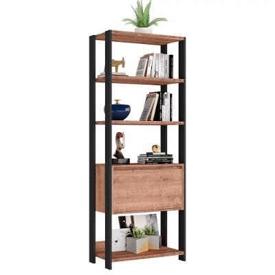 Estante Livreiro 1 Porta Industrial F04 Preto/solanum